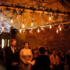 Beam with Edison Lights and Foliage