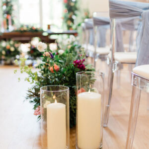 Floor Pillar Candles in Glass Vases