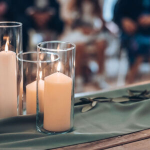 Pillar Candles in Glass Vases
